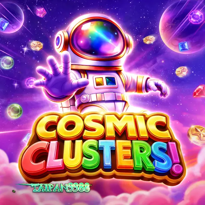 Tampilan antarmuka game slot Cosmic Clusters pada perangkat mobile