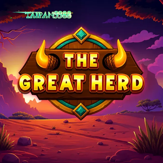 Tampilan visual slot The Great Herd dengan tema sabana Afrika